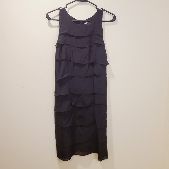 Kenar Black 100%  silk Ruffled  midi dress Size 10 - Picture 2 of 10